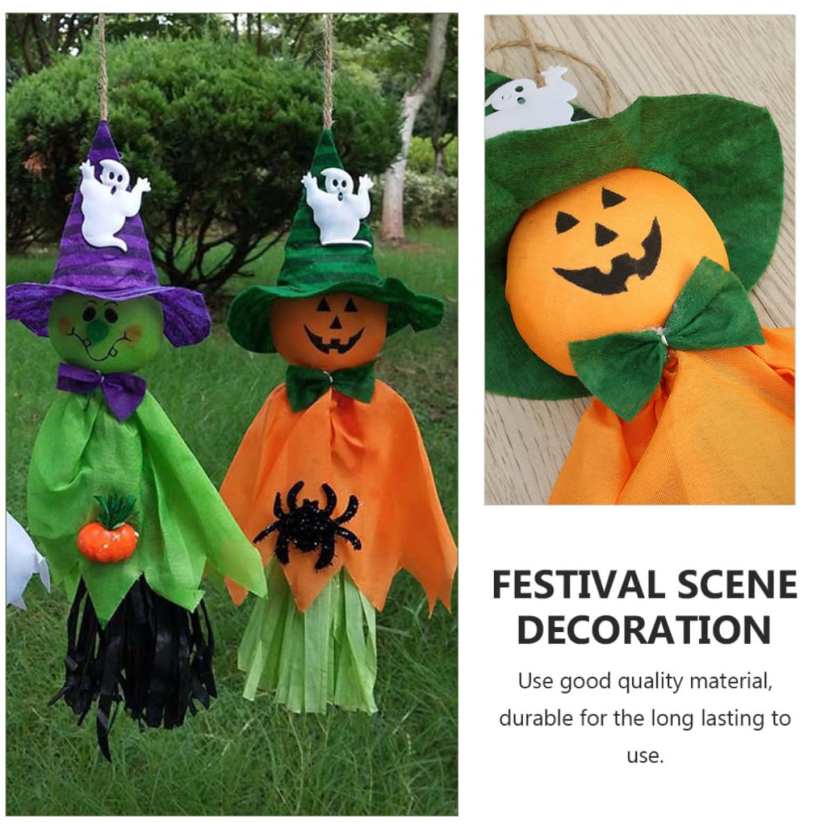 Abaodam 24 Pezzi Decorazione di Halloween Spaventapasseri Appendibile Non Tessuto e Carta, Facile da Appendere per Festa di Halloween e Allestimento Negozio o Bar