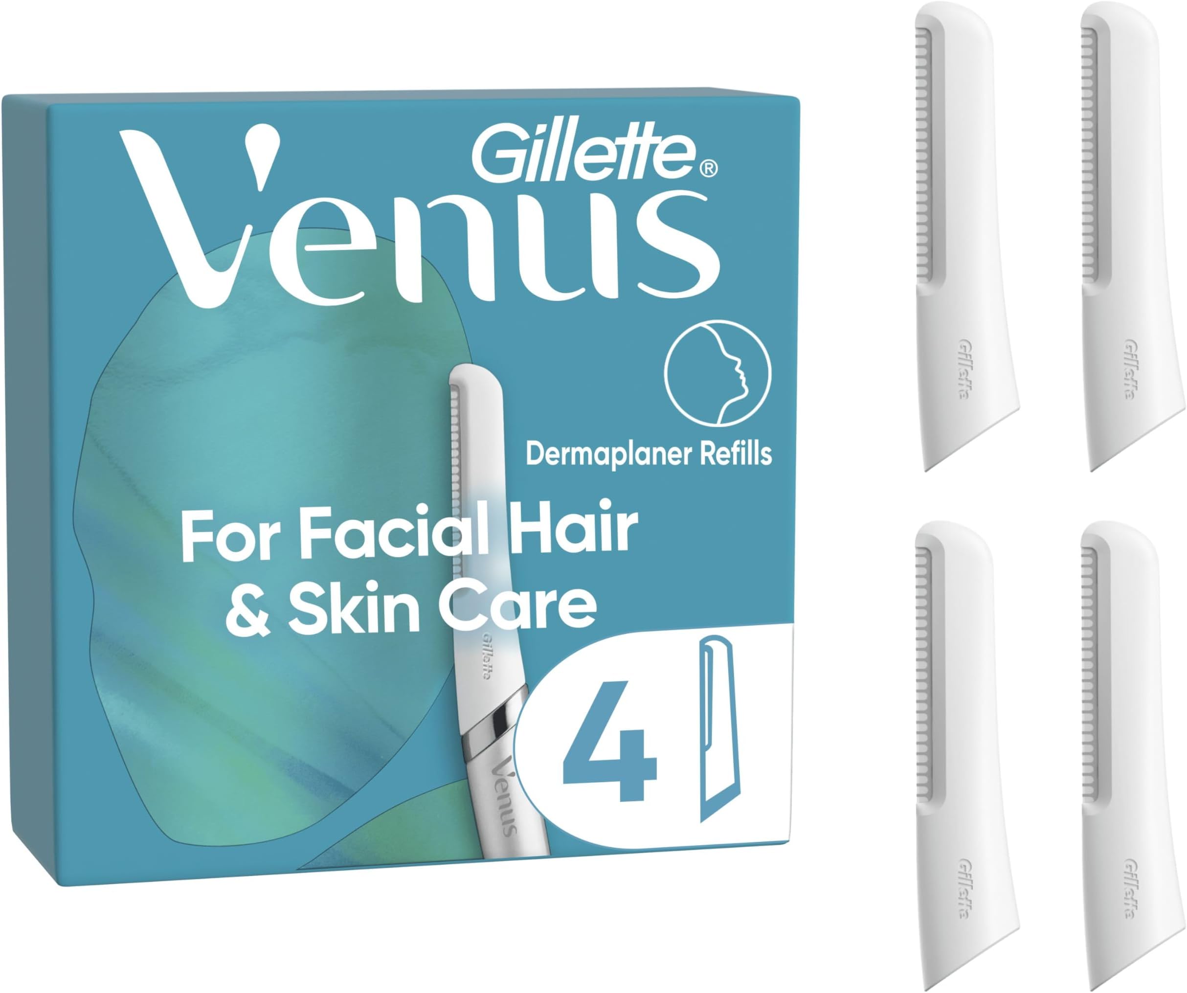 Dermaplaning Blades for Face, Womens Face Razor Refills x 4 for Facial Hair & Skin, Exfoliating Blades for Dermaplaning Tool