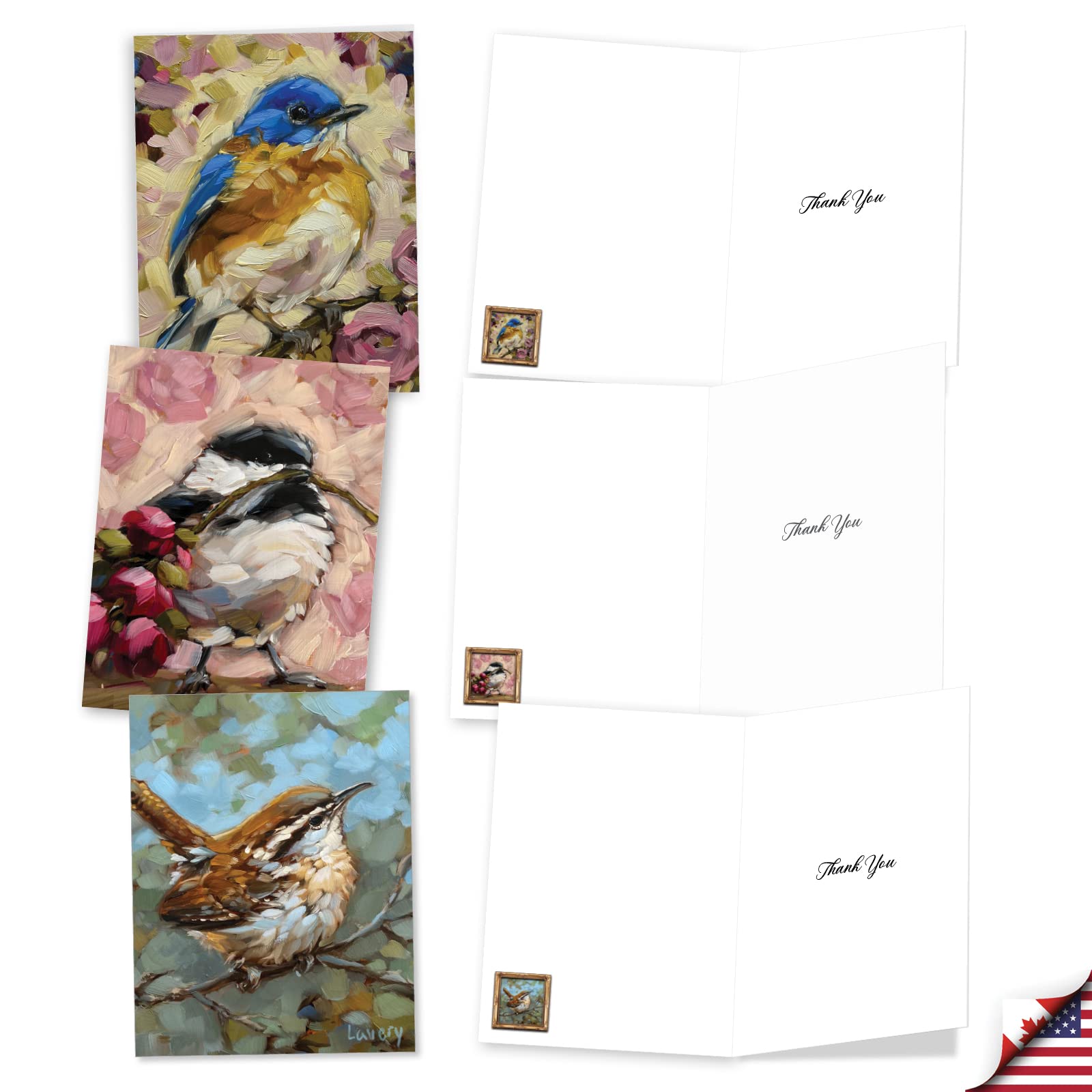 The Best Card Company Lot de 20 cartes de remerciement assorties 10 x 13 cm avec enveloppes (10 motifs, 2 de chaque) Bold Birds AM10347TYG-B2x10