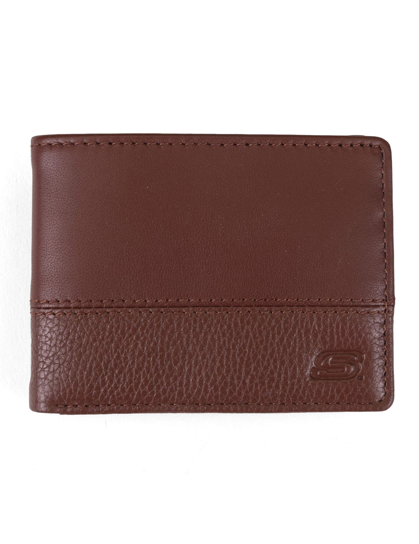 Skechers Men's Passcase RFID Leather Wallet with Flip Pocket