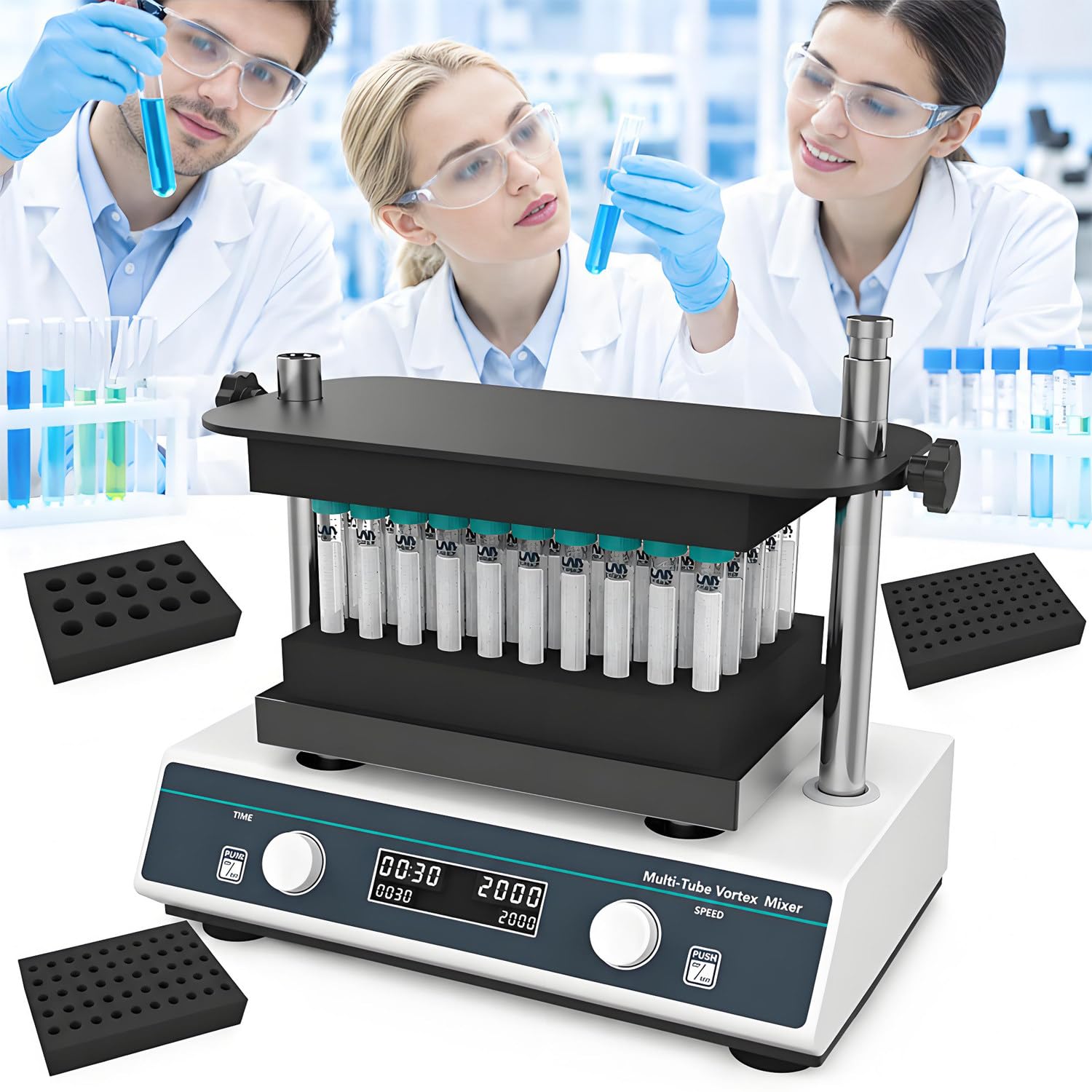 VM800PRO Labor-Multiröhrchen-Vortexer, Timer (1 Min. – 24 Std.)