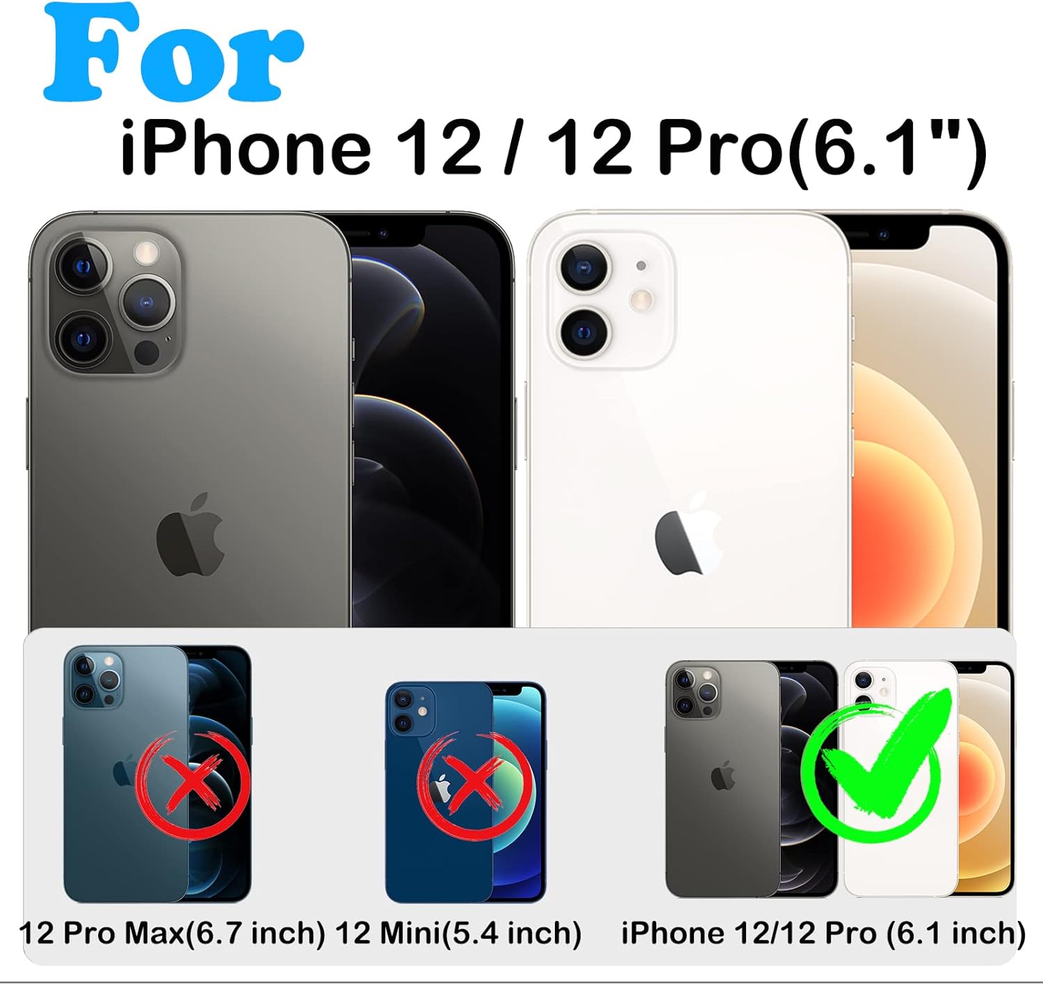 for iPhone 12 Case,iPhone 12 Pro Case with Belt Clip Holster,Built-in Screen Protector,Heavy Duty Shockproof Drop Protection Military Grade Rugged Durable Phone Cover with Kickstand (Black) - Image 7