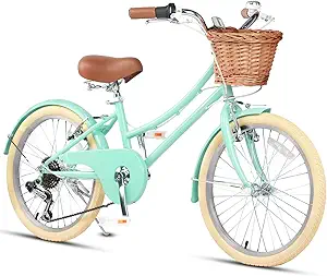Glerc 20 24 26 Inch Beach Cruiser Bike, 6-Speed Hybrid City Bicycle for Girls Youth and Over 6 Years Old, Missy Bike with Wicker Basket & Lightweight, Multiple Colors
