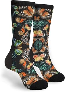 351 Women Men Athletic Crew Socks Abstract Butterfly Painting Hiking Socks Comfortable Walking Socks Anti Blister Crew Sports Socks For Sport Hiking Trekking
