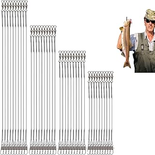 Líderes de Alambre de Pesca,40 Pcs Cable de Acero,Negro Alambre Acerado con Giratorios y Broches de Presión para Agua Sa...
