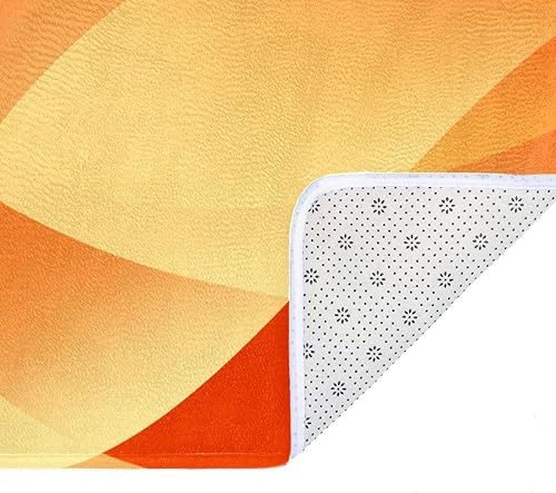 Miniatura 4 de Tapete abstracto amarillo naranja para todas las estaciones, resistente a las manchas y a la decoloración, de perfil bajo, para interiores y