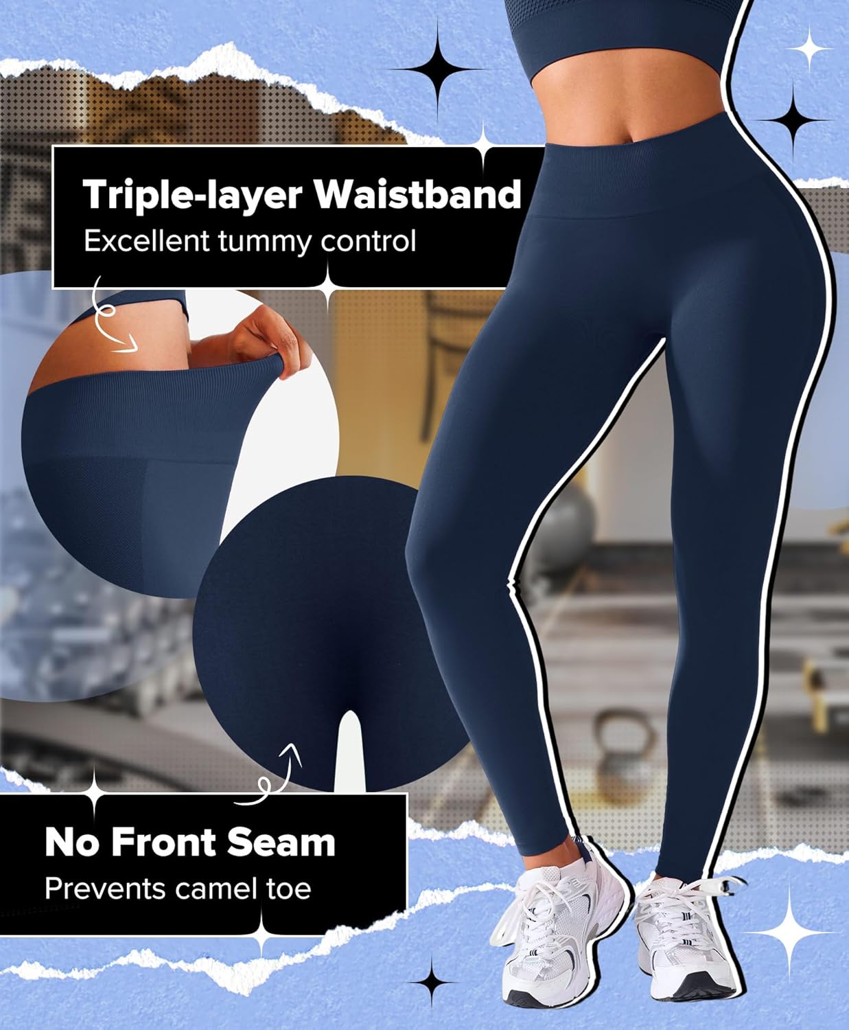 BRXL Butt Lifting Lycra No Front Seam Workout Leggings for Women Tummy Control High Waist Seamless Gym Running Leggings - Image 3
