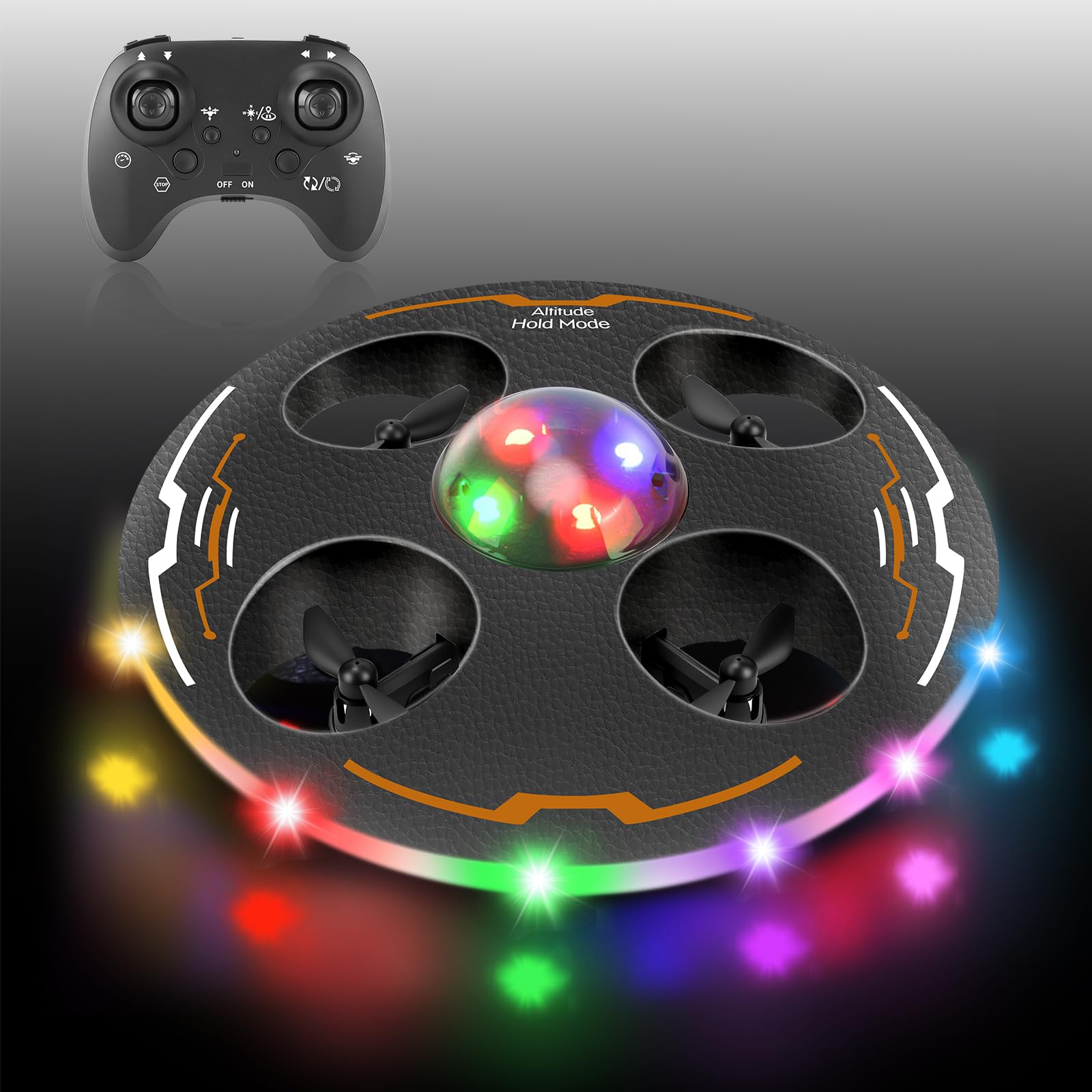 Drone Enfant Loolinn - Cadeau Noël Idéal, Facile à Piloter, Protections Hélices, 360° Rotations, 2 Batteries, Design Bourdon Amusant