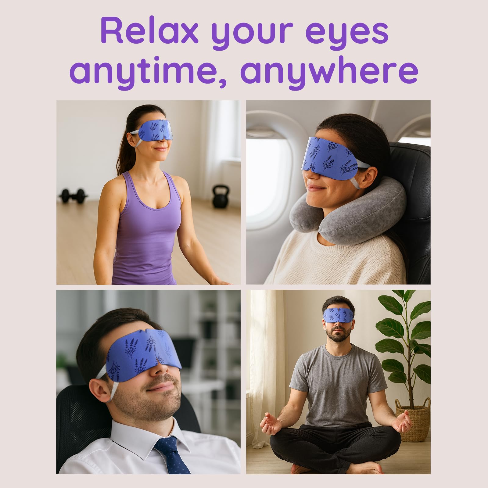 16 sztuk samonagrzewających się lawendowych masek na oczy, Steam Eye Mask przeciwko suchości, opuchliznom i zmęczeniu oczu – jednorazowy kompres cieplny do snu i podróży, ciepła maska płatki pod oczy