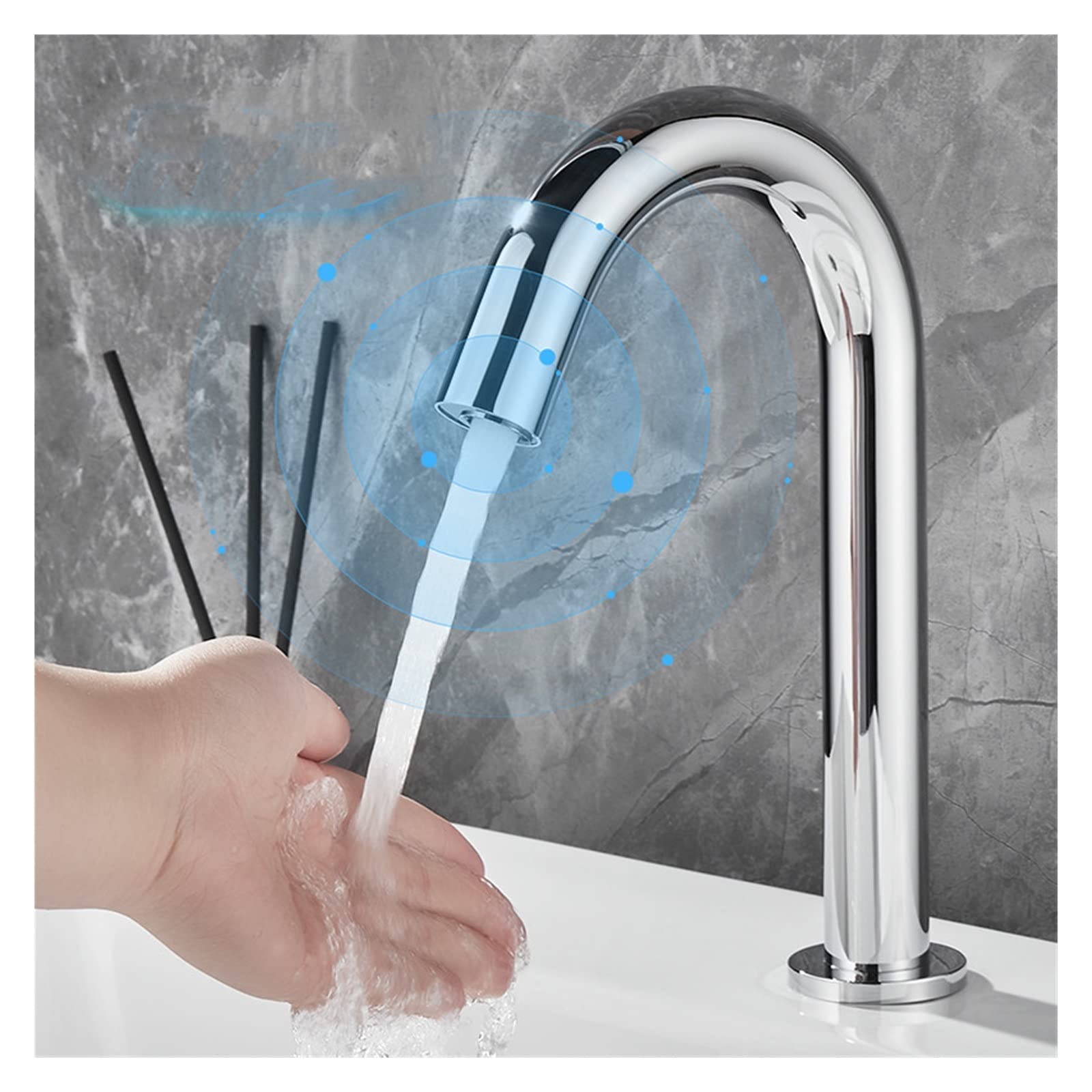 Grifo de Lavabo con Sensor de latón Cromado, Grifo para Lavabo de baño, Grifo de Lavabo de CC Simple, Grifo de Lavabo Vintage, Grifo Mezclador con grúa
