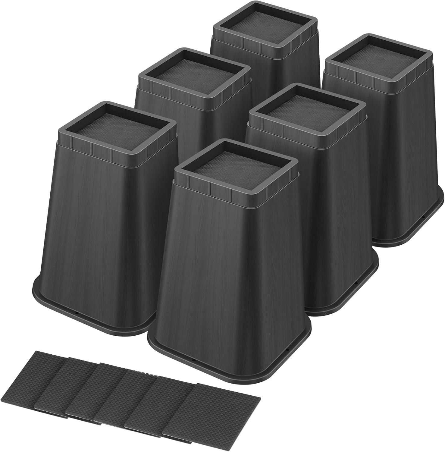 shouwuhho Bed Risers 8 Inch Heavy Duty, Furniture Risers Lifts 12" 8" 4" for Table, Desk Leg, Sofa, Couch, Adjustable Bed Frame Risers Supports Up to 6,000 Lbs, Black, 6 Pack Black 6 Pack 8 INCH