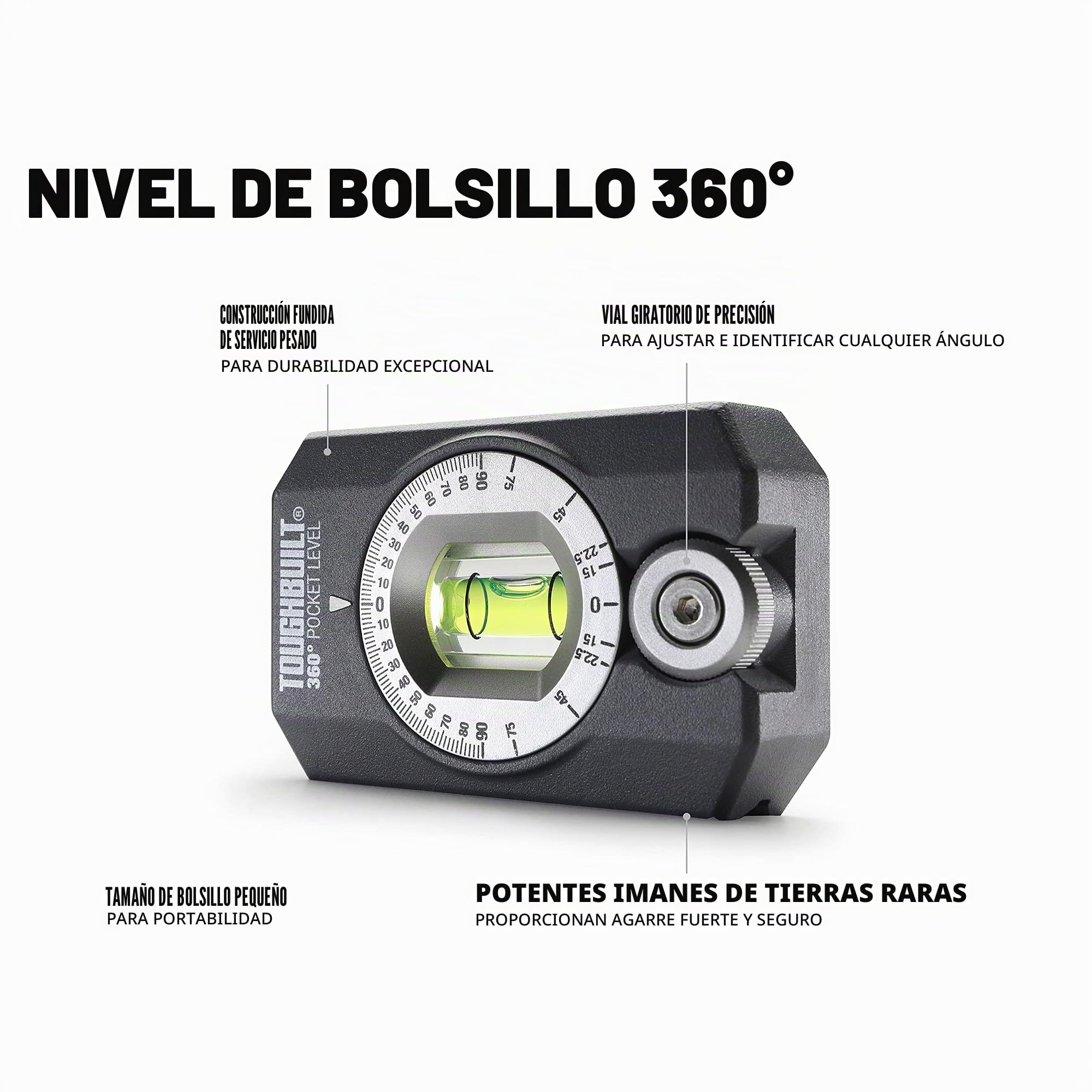 ToughBuilt Nivel de bolsillo de 360 grados (TB-H2-L-4R) negro