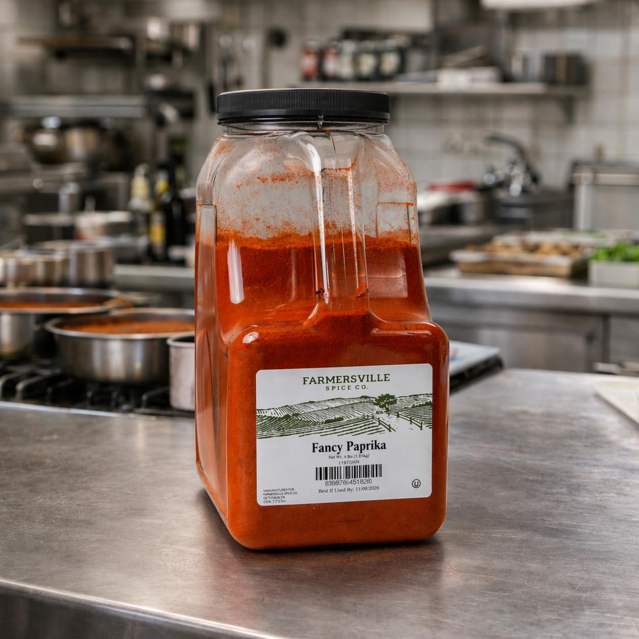 Farmersville Spice Co. Fancy Paprika, 5 lb Handle Jug, Kosher Spice for Commercial Kitchens