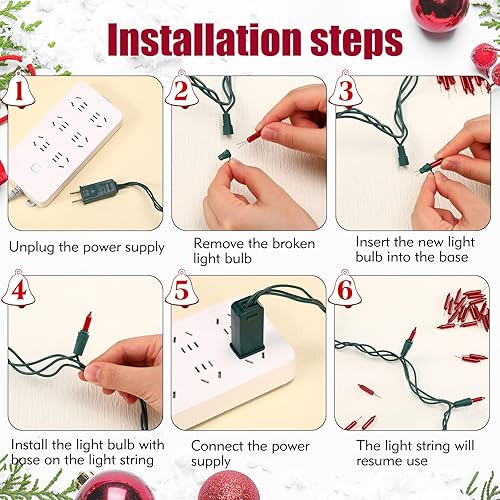 Vista 19 de Mudder 200 unidades de 2.5 V Navidad 50/100/150/200 unidades de mini luces incandescentes de alambre de repuesto bombillas de repuesto