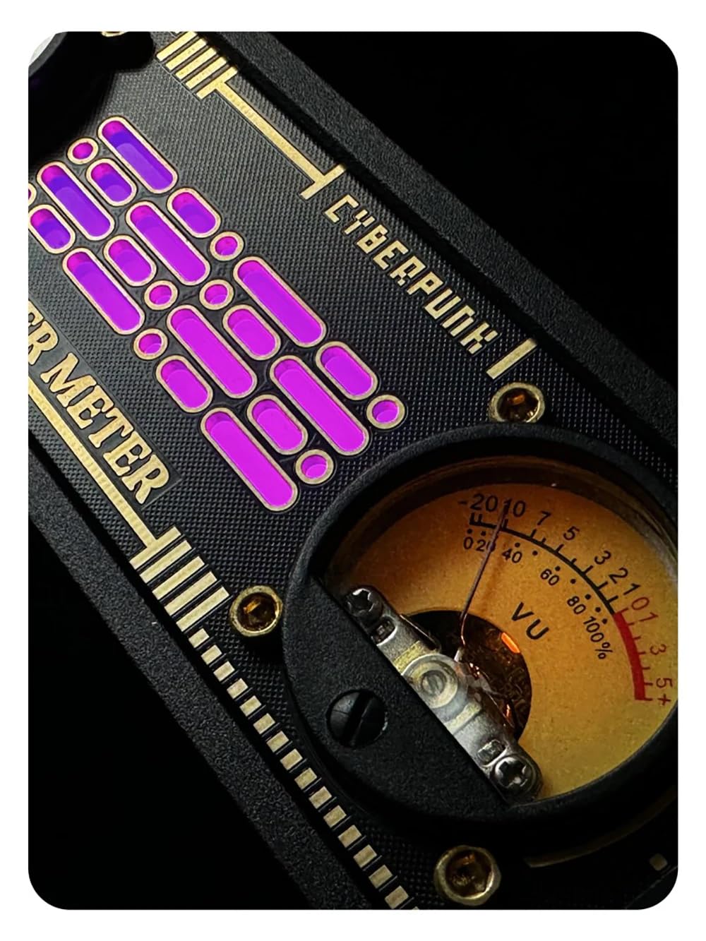 Sound aktiviertes VU Meter, mit RGB Hintergrundbeleuchtung, Stereo Mikrofon Lautstärke, Desktop Audiopegelanzeige, für Heim Audiosysteme