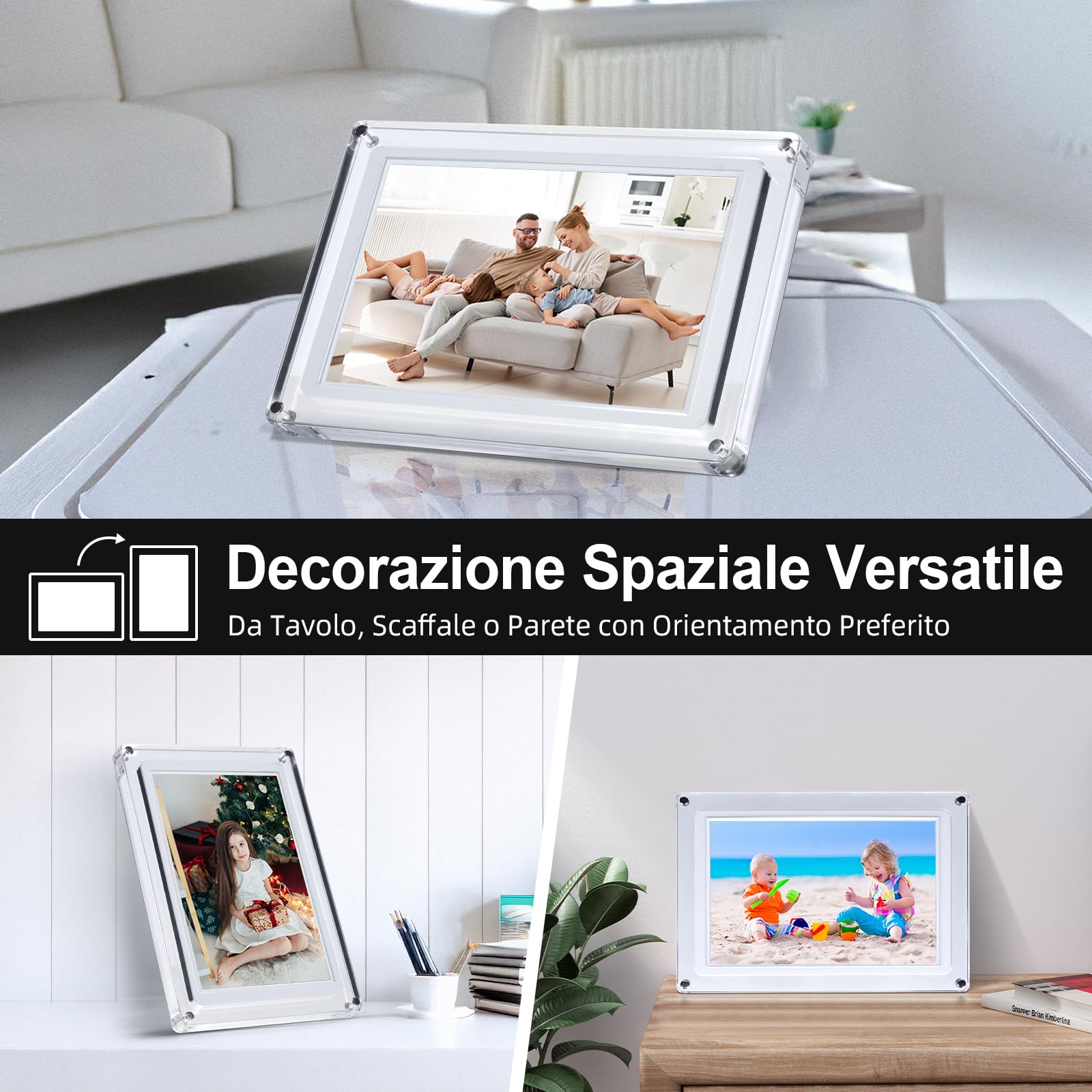 Cornice Digitale Foto, Rollei Smart Frame WiFi 109 10,1 Frameo Portafoto Digitale 32GB 1280x800 Schermo Tattile IPS Condivisione Istantanea di Foto e Video Acrilico Cornice-Digitale-Foto-Frameo-WiFi