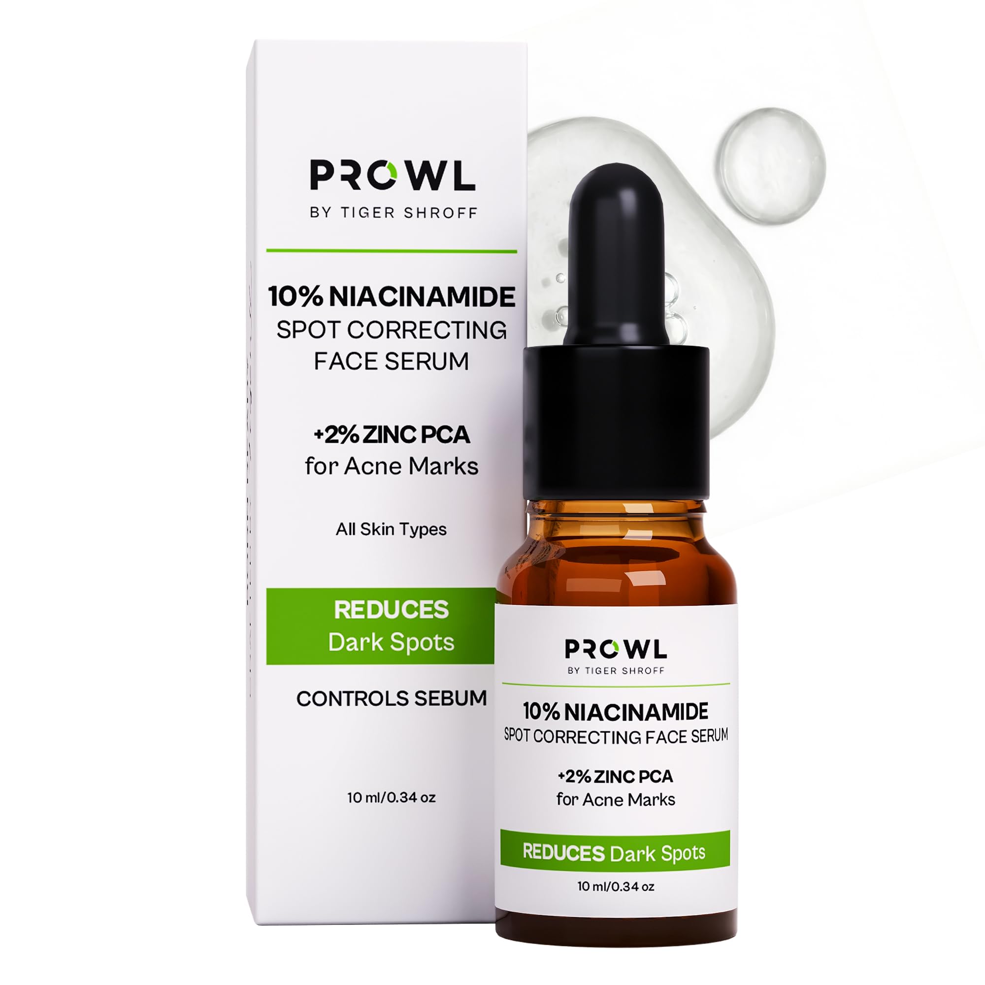 PROWL by Tiger Shroff 10% Niacinamide Face Serum with 2% Zinc PCA for Men | Reduces Dark Spots, Acne Marks & Pigmentation | Controls Oil | Serums for Open Pores for All, Oily & Acne Prone Skin | 10ml discount deal