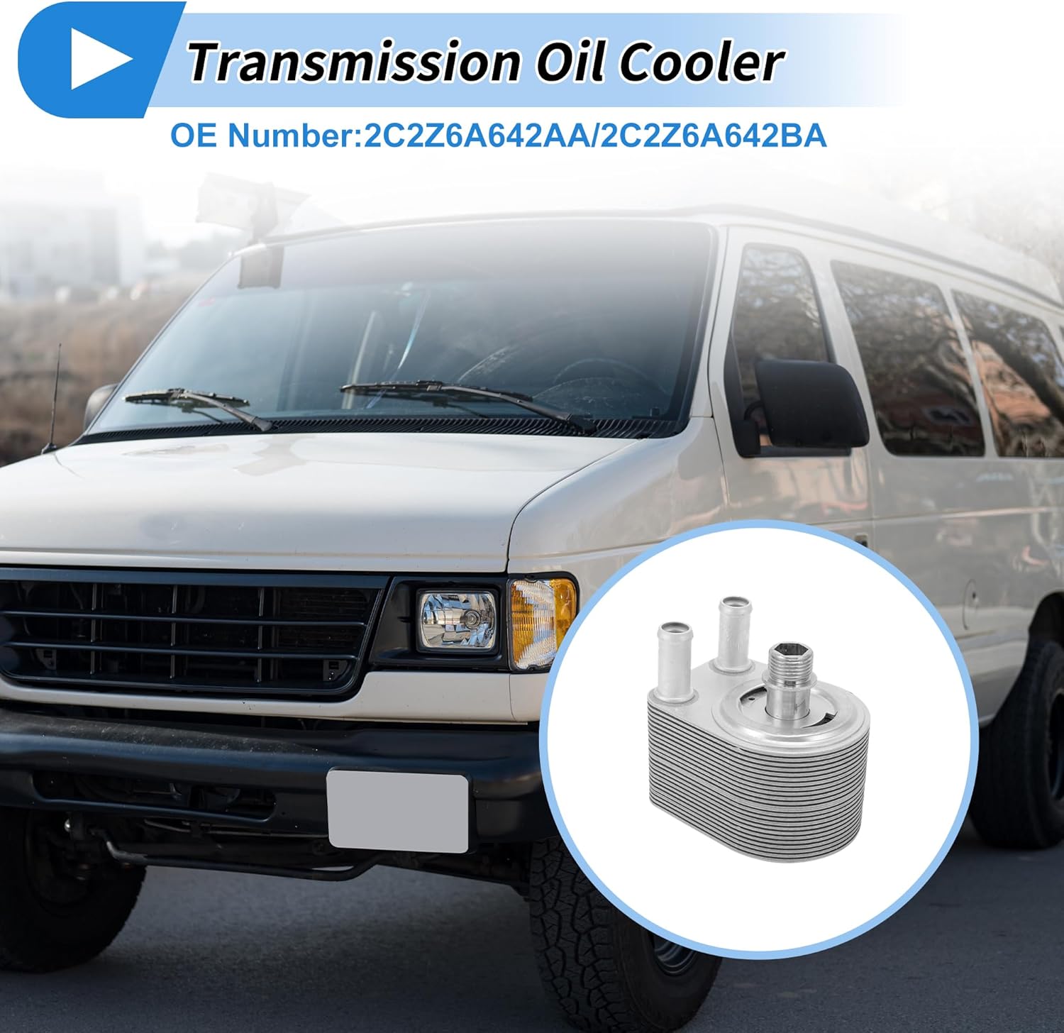 Engine Oil Cooler for Ford E-150 Econoline 2008 Transmission Oil Cooler Trans Cooler with 1 Pc Bolt No.2C2Z6A642AA/2C2Z6A642BA Aluminum Alloy 1Set Car