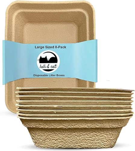 Miniatura 22 de Luli & Cat Cajas de arena desechables para gatos Paquete de 4 unidades de tamaño grande Duraderas y resistentes al agua Marrón,Negro -,Blanco