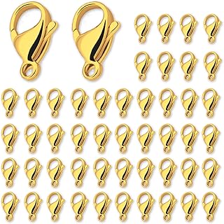 50PCS Lobster Claw Clasps - 18K Gold Lobster Clasps for Jewelry Making - Bracelet Clasps and Closures, Necklace Clasp, Jewelry Clasps,Metal Alloy Small Lobster Claw Clasps 10mmx5mm