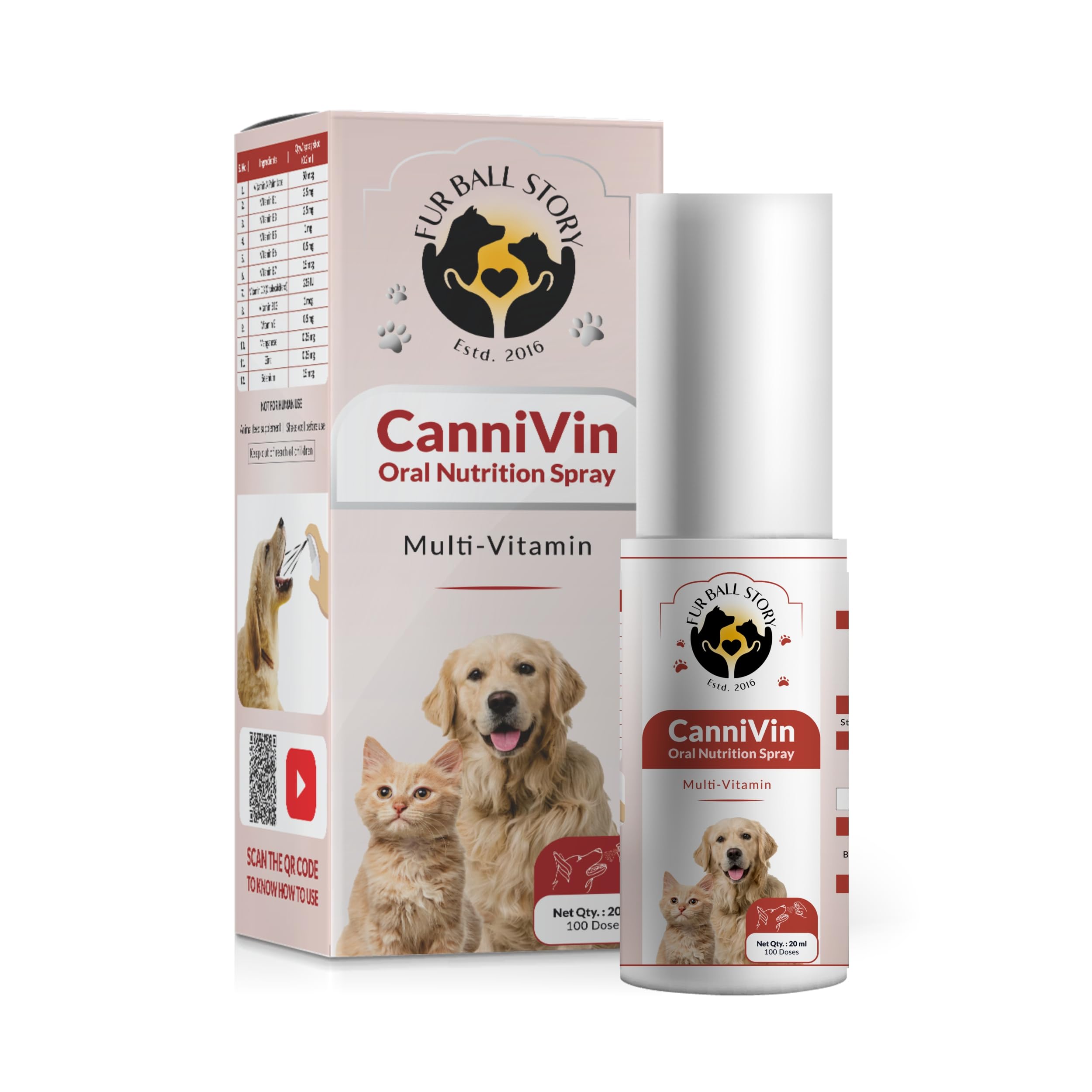 Fur Ball Story CanniVin Oral Nutritional Spray - Multivitamin spray - 20 ml (B0BT7Q834S) Amazon Price History, Amazon Price Tracker