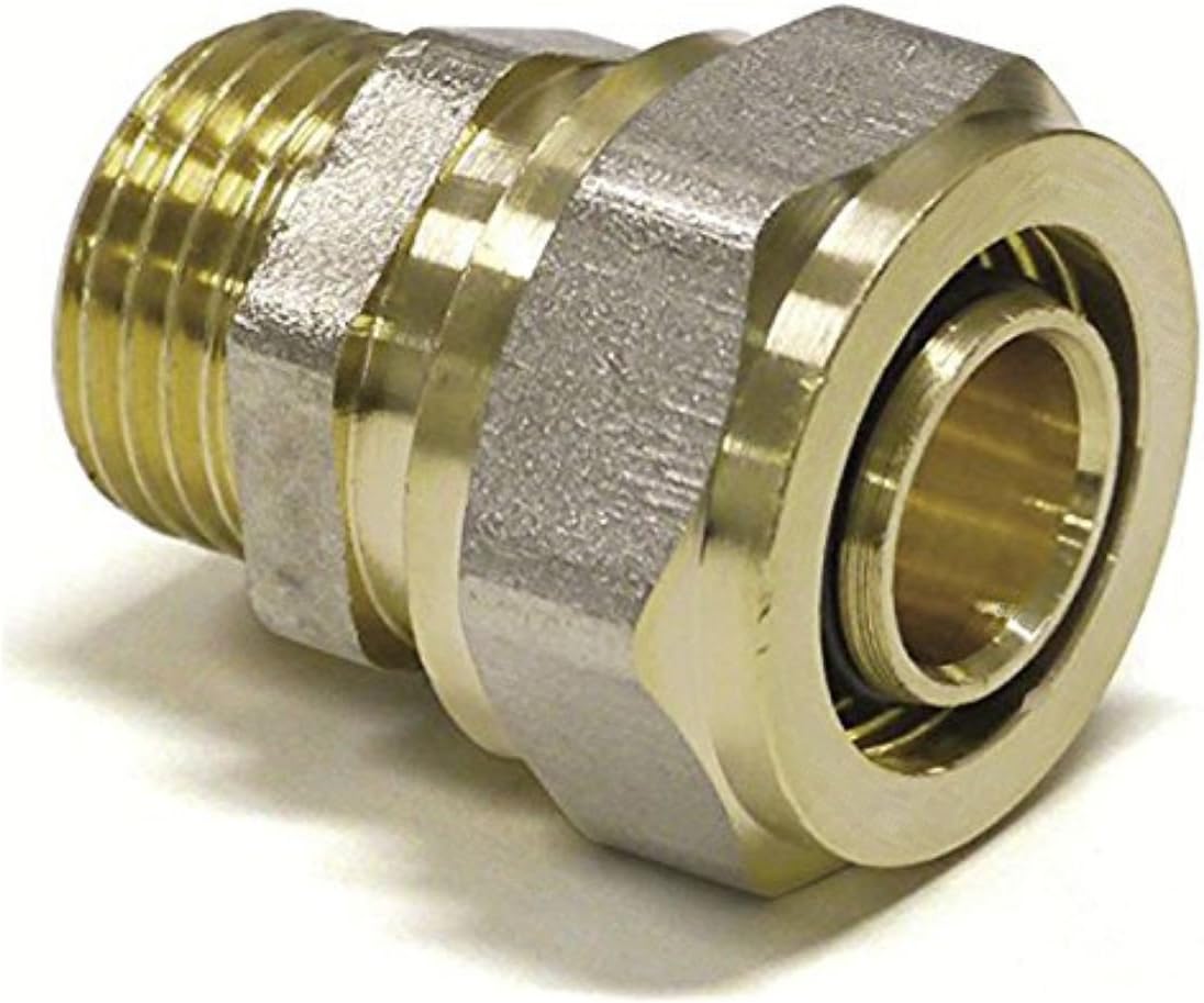 PSW TRADE SUPPLIERS LTD Straight Connector PEX-AL-PEX 20mm to 3/4 Inch Male Thread Compression Fitting for Plumbing Systems, Brass, Gold
