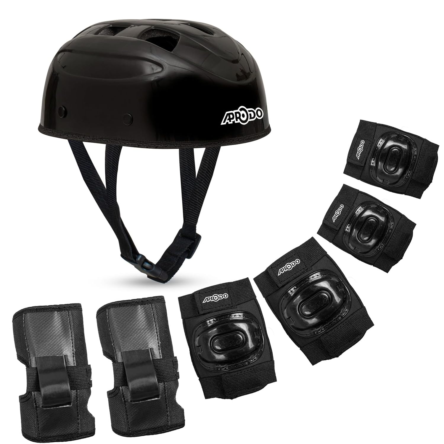 APRODO Kids Protective Gear Set for Roller Skating, Skateboarding & Cycling |for Kids 5 to 12 Years (Black) | Knee and Elbow Pads Wrist Guards Set for Skating, Skateboard & Cycling APRODO Kids Protective Gear Set for Roller Skating, Skateboarding & Cycling |for Kids 5 to 12 Years (Black) | Knee and Elbow Pads Wrist Guards Set for Skating, Skateboard & Cycling