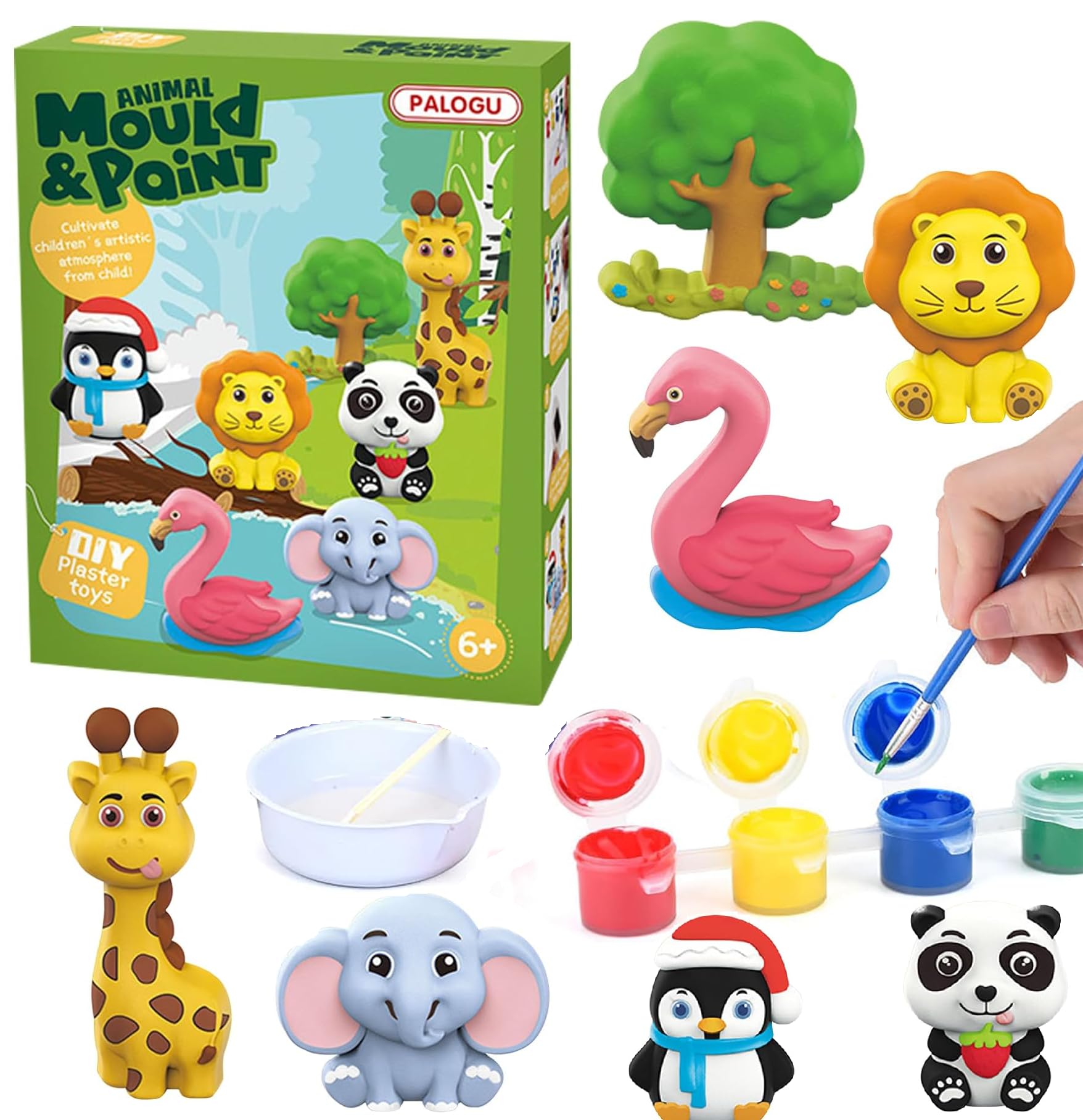 SUPER TOY DIY Mould and Paint Craft kit, Paint Your Own Animal Painting Kit Plaster Figurine Set with Pigments, Palette & Mold Art & Craft Set - Educational Toy for 3-12+ Year Old Boy & Girl