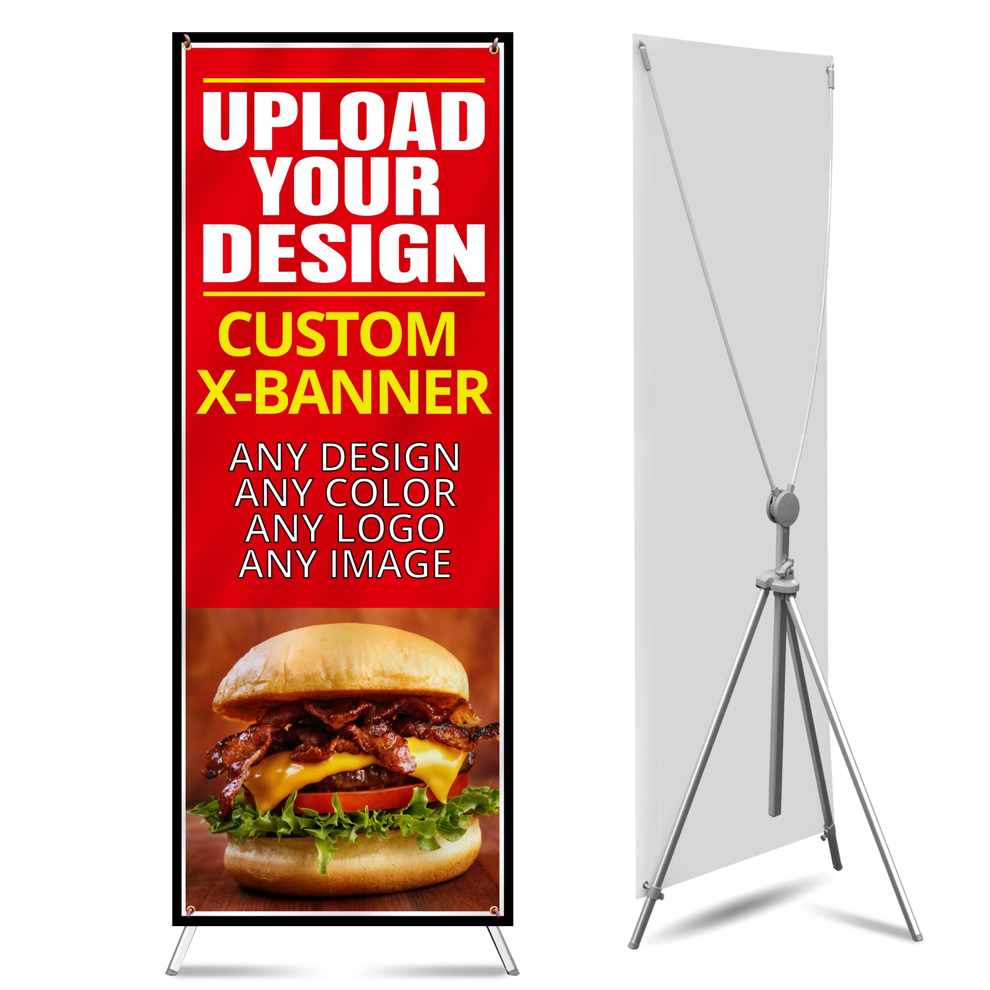 Anley Custom X Stand Banner - Upgraded 18oz Vinyl with Metal Grommets - Portable Personalized X Frame Banner for Business, Events Displays - 30 x 72