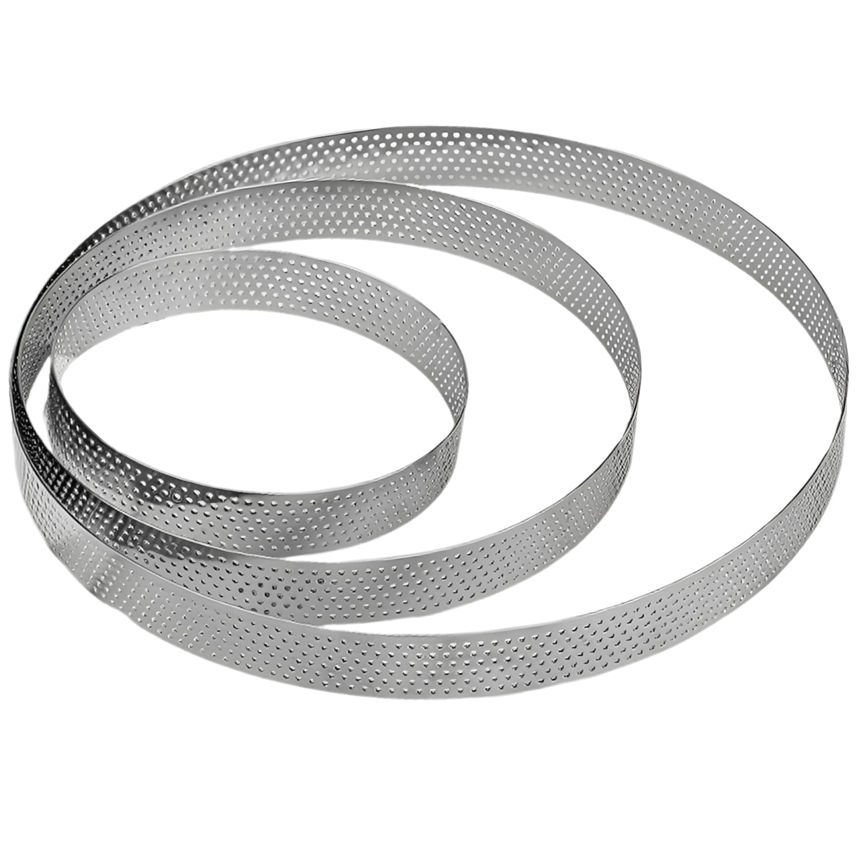 3 PCS Perforated Tart Ring Set (10/15/20cm) Stainless Steel Cake Rings