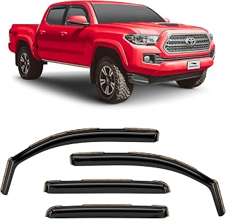 Voron Glass in-Channel Extra Durable Rain Guards for Trucks Toyota Tacoma 2016-2023 Double Cab, Window Deflectors, Vent Window Visors, 4 Pieces - 200372