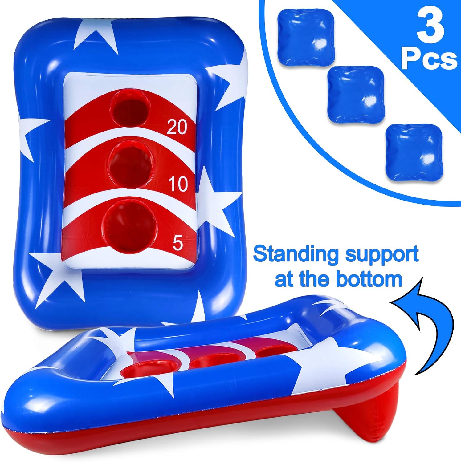 36" Inflatable Pool Cornhole Set Toss Games,American Flag Ring Toss Pool Toys for Kids Adults Outdoor Beach Game Float Cornhole Board Pool Party Summer Water Beach Toys