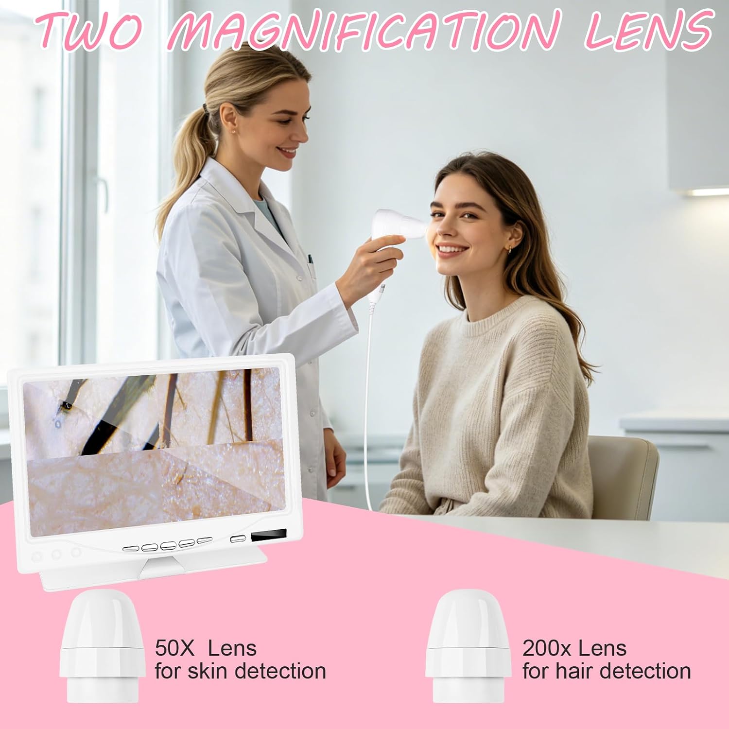 Beauty Star 7-Inch Scalp & Skin Analyzer with 50X/200X Dual Lenses, 4-Split View & 16GB Storage – HD Trichology Microscope Camera for Professional Salon, Head Spa, and Home Hair Follicle Health