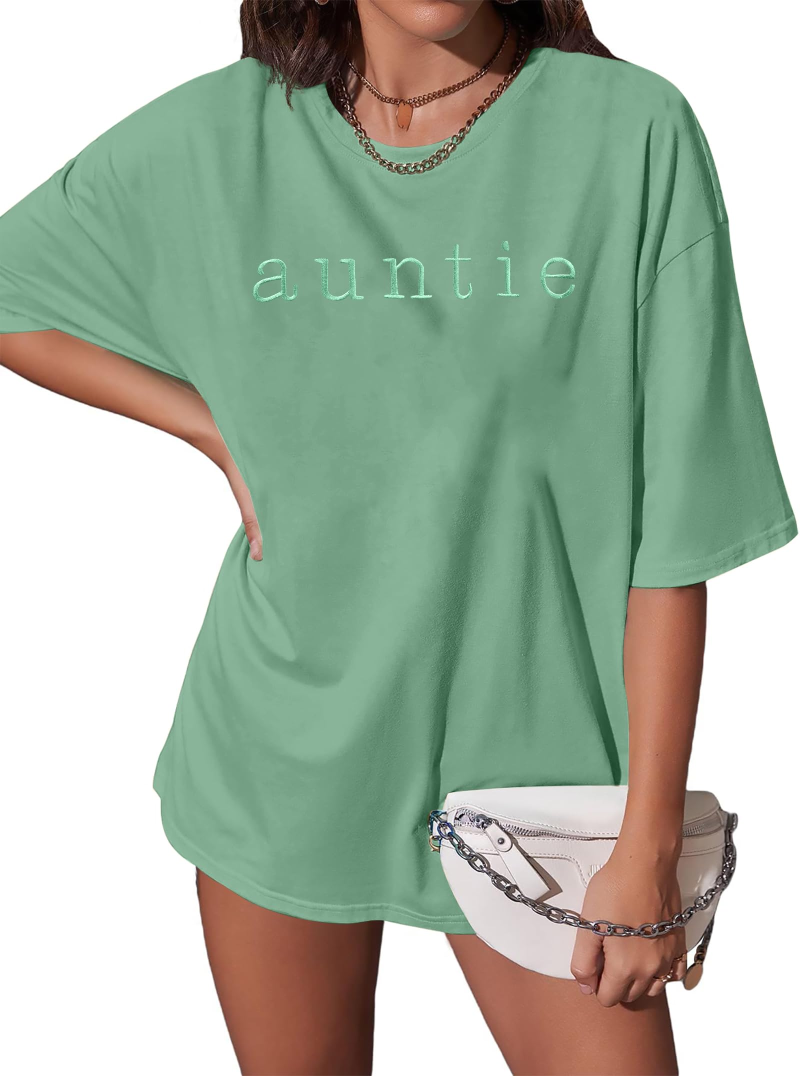 Auntie T Shirt Women Oversize Aunt Shirts Cool Aunts Club Short Sleeve Casual Loose Tops