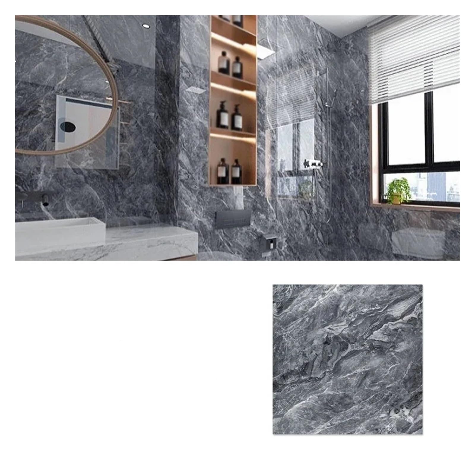 Bangha T45-40Pcs Vinyl Flooring Self Adhesive Floor Planks 40Pcs Waterproof Imitation Tile Floor Stickers 30 * 30Cm Bathroom Self-Adhesive Wall Decoration Decorations Living Room(T45-40Pcs)