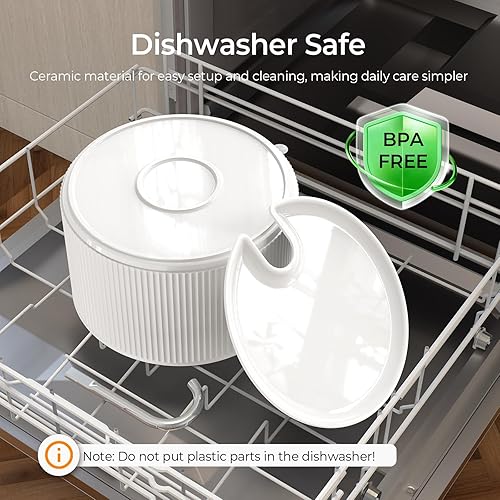 Miniatura 5 de Voluas Fuente de agua de cerámica para gatos, fuentes para gatos de 2.2 L74 onzas para beber en interiores, dispensador automático de agua para