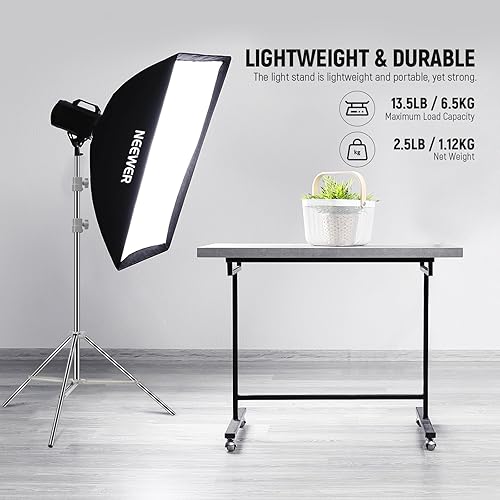Vista 4 de NEEWER Soporte de Luz Mejorado de 75"/190cm de Acero Inoxidable con Resorte, Trípode de Fotografía Plegable con Juntas de Tubo Más Resistentes