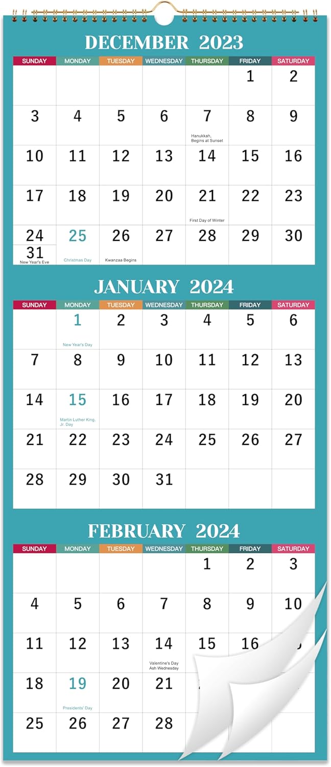 Amazon 2024 wall calendar 3 month calendar 2024 dec 2023 jan