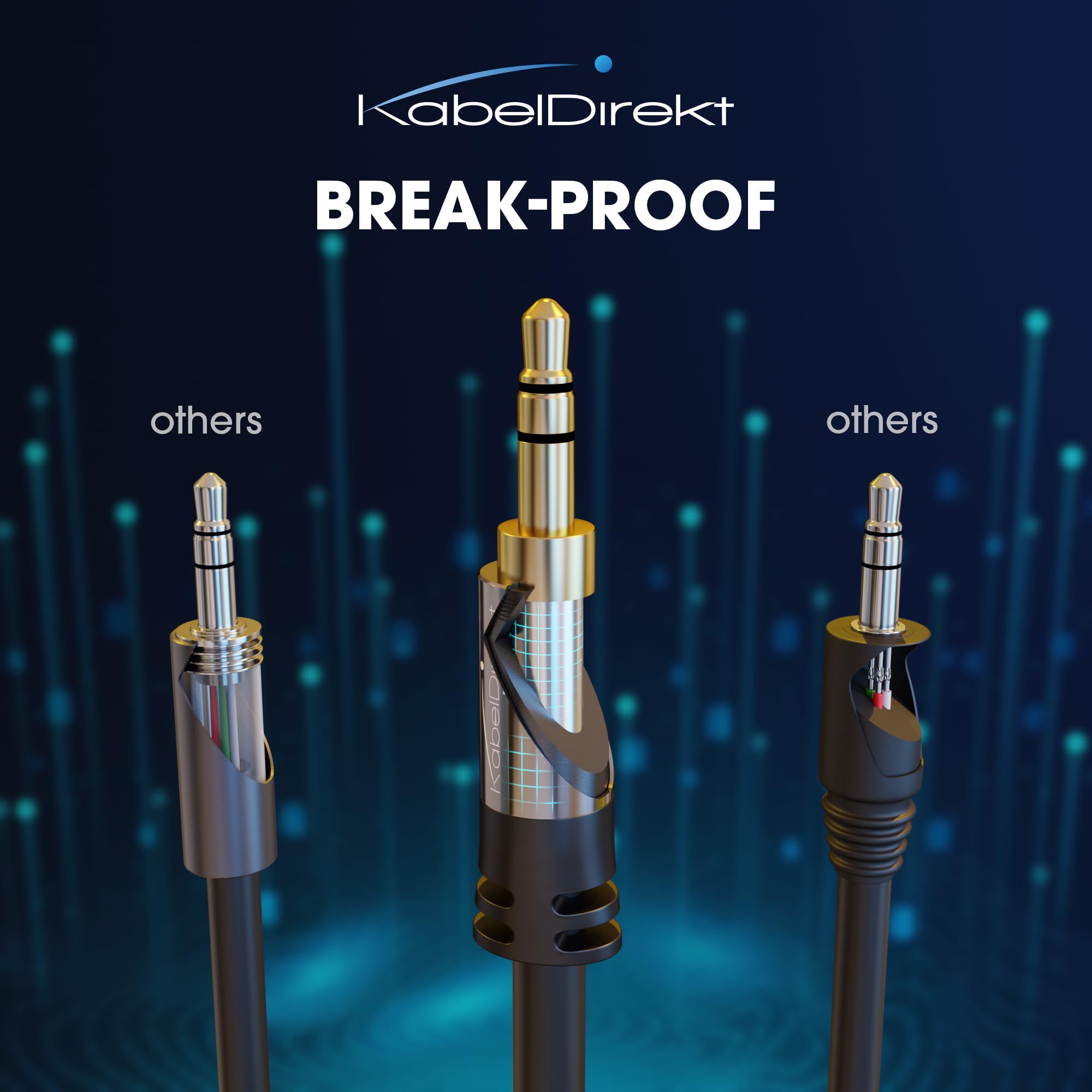 KabelDirekt – Przewód AUX audio jack 3,5mm – 10x2m – metalowe złącza