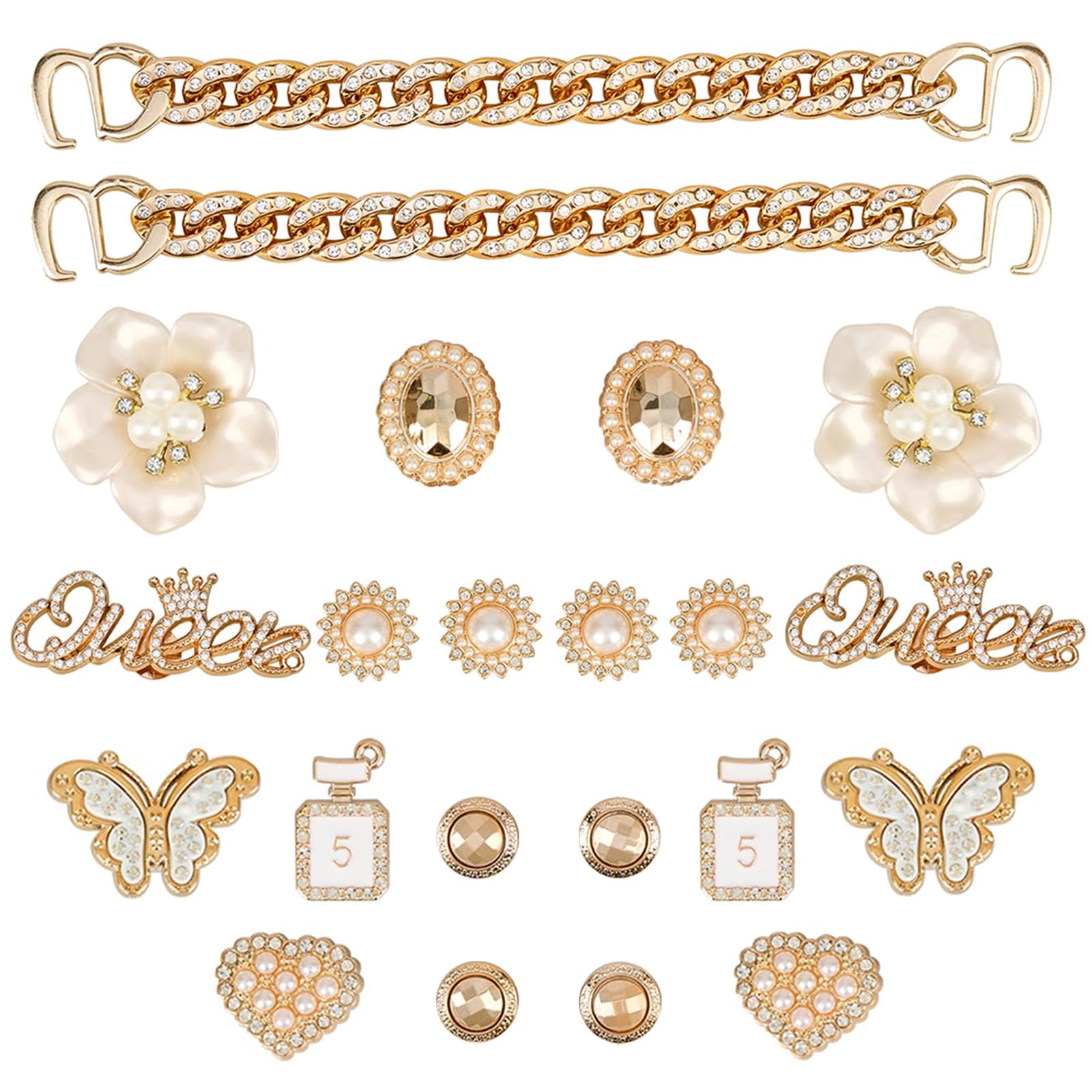 22 Unidades Shoe Charms, Adornos de Zapatos, Encantos Cristal Clog Adornos para Sandalias de Zueco para Niñas Mujeres