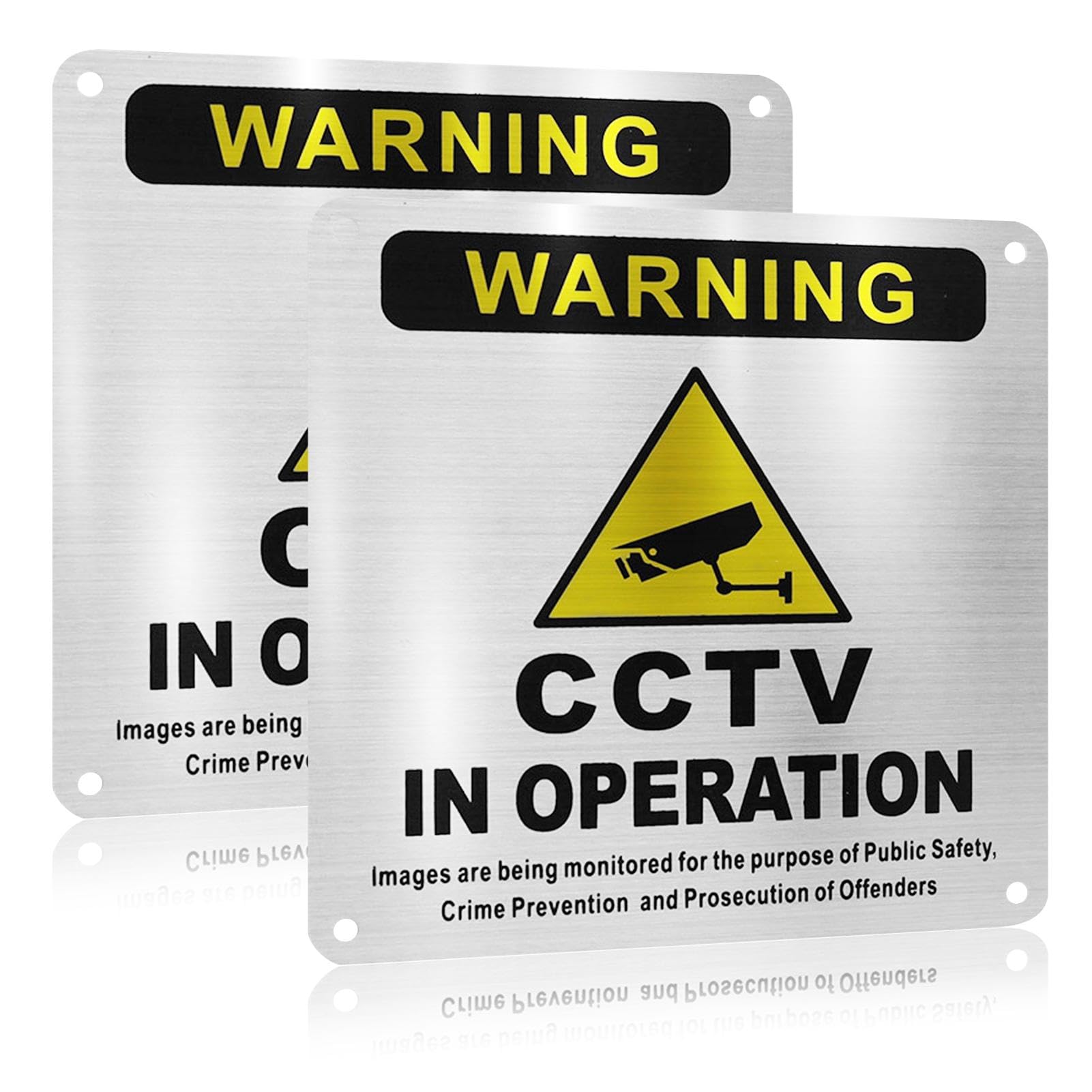 2 Pack CCTV in Operation Sign, 15 x 15cm Security Camera Warning