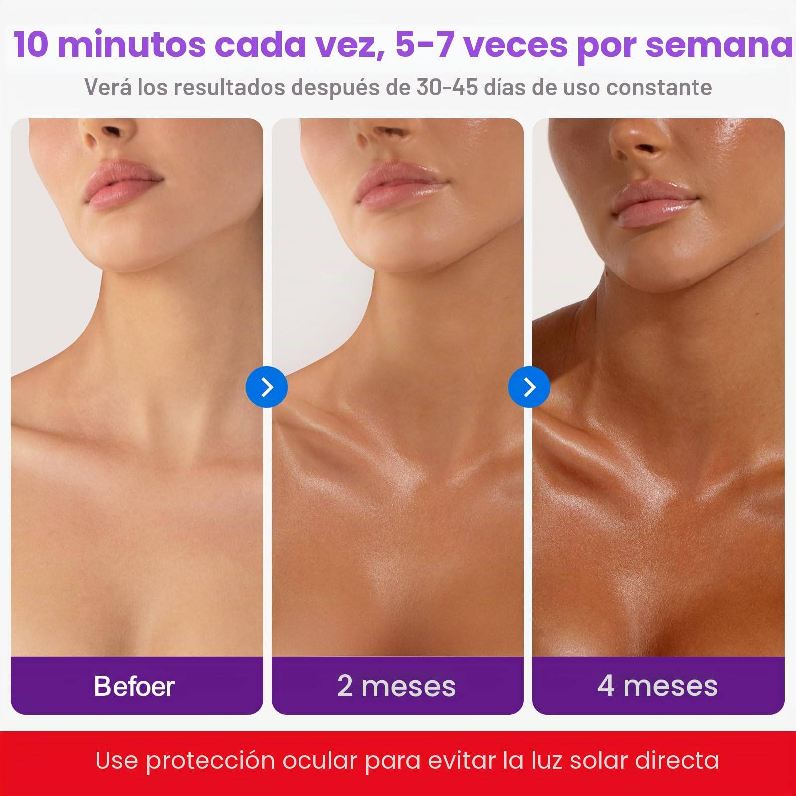 Lámpara de Bronceado Tricéfalo 144LEDs Máquina UV para Rostro y Cuerpo Negro