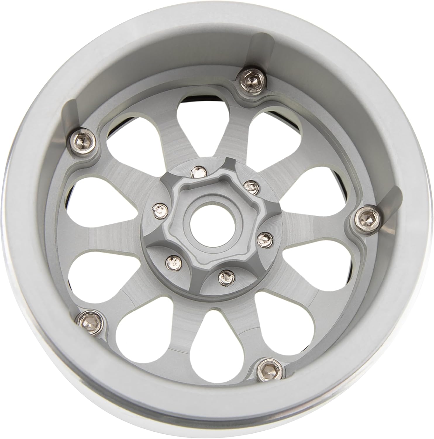 MEUS RACING 2.2 Beadlock Wheels Rims Deep-Dish Wheel for Axial SCX10 Traxxas TRX4 Vanquish VS4-10 Redcat Gen8 1/10 RC Crawler Upgrades (Silver)
