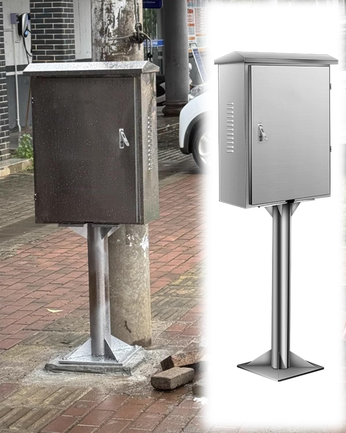 Boîtier de recharge extérieur autonome avec socle métallique étanche Style-C H-60cm