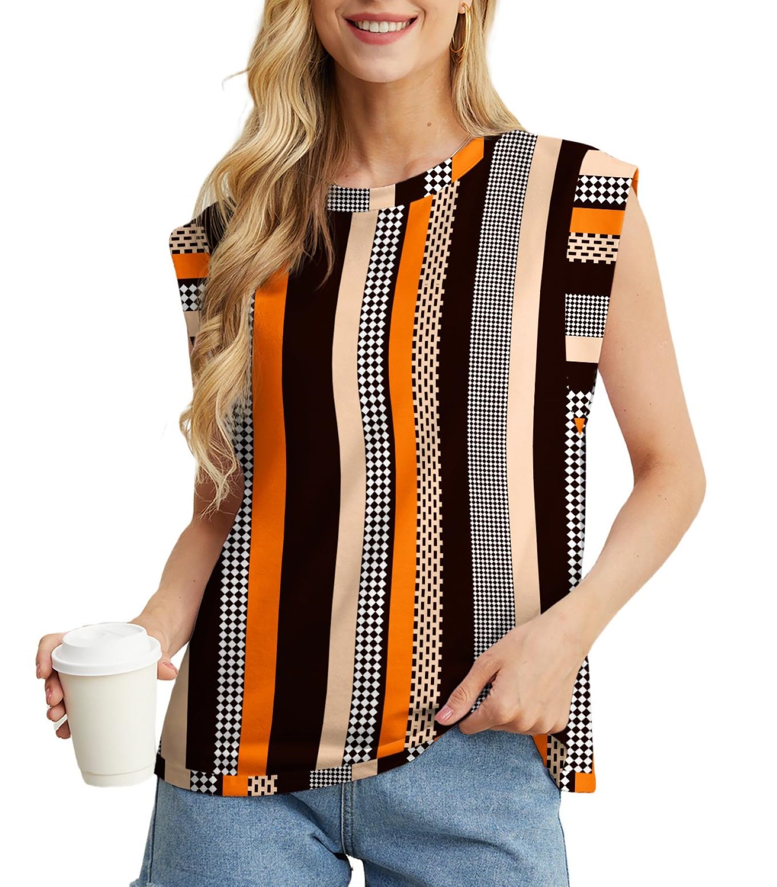 GRECERELLE Womens Cotton T Shirts Cap Sleeves Loose Fit Basic Ladies Tops for Casual Comfort Soft Crew Neck Summer Tees — view 10