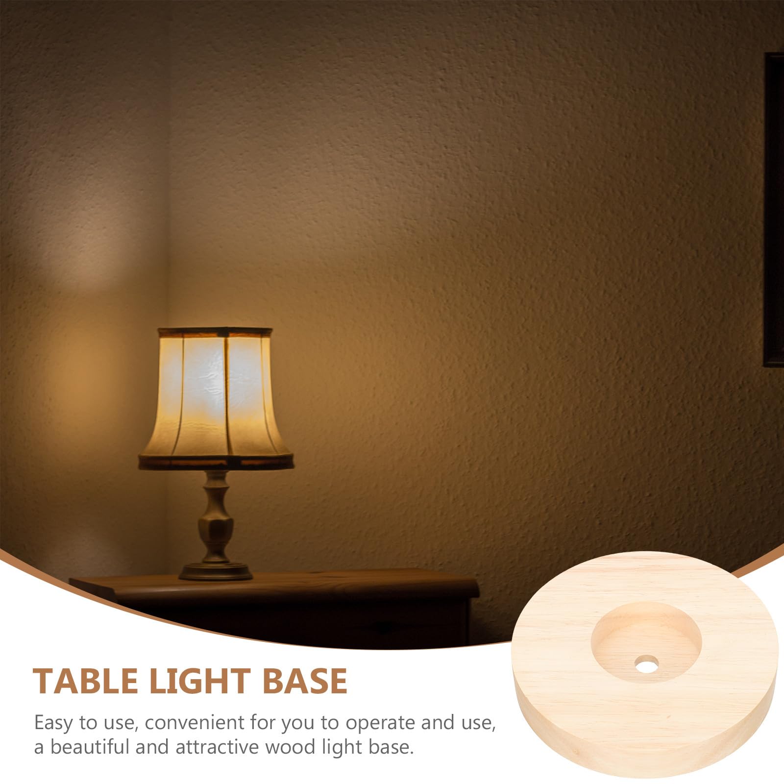 Pied de Lampe Rond en Bois Massif 5 Pcs pour Lampe de Table, Socle de Veilleuse Élégant Finition Soignée, pour Salon ou Bureau