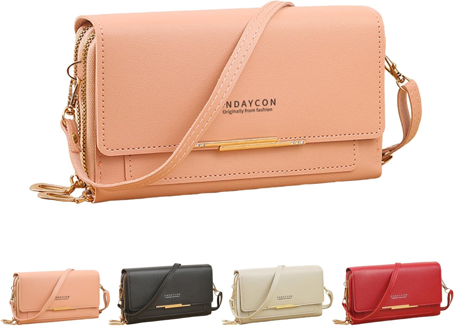 Small Mobile Phone Shoulder Bag Purse Mobile Phone Case PU Leather Wallet with Card Slots and Zip Coin Compartment Removable Adjustable Shoulder Strap