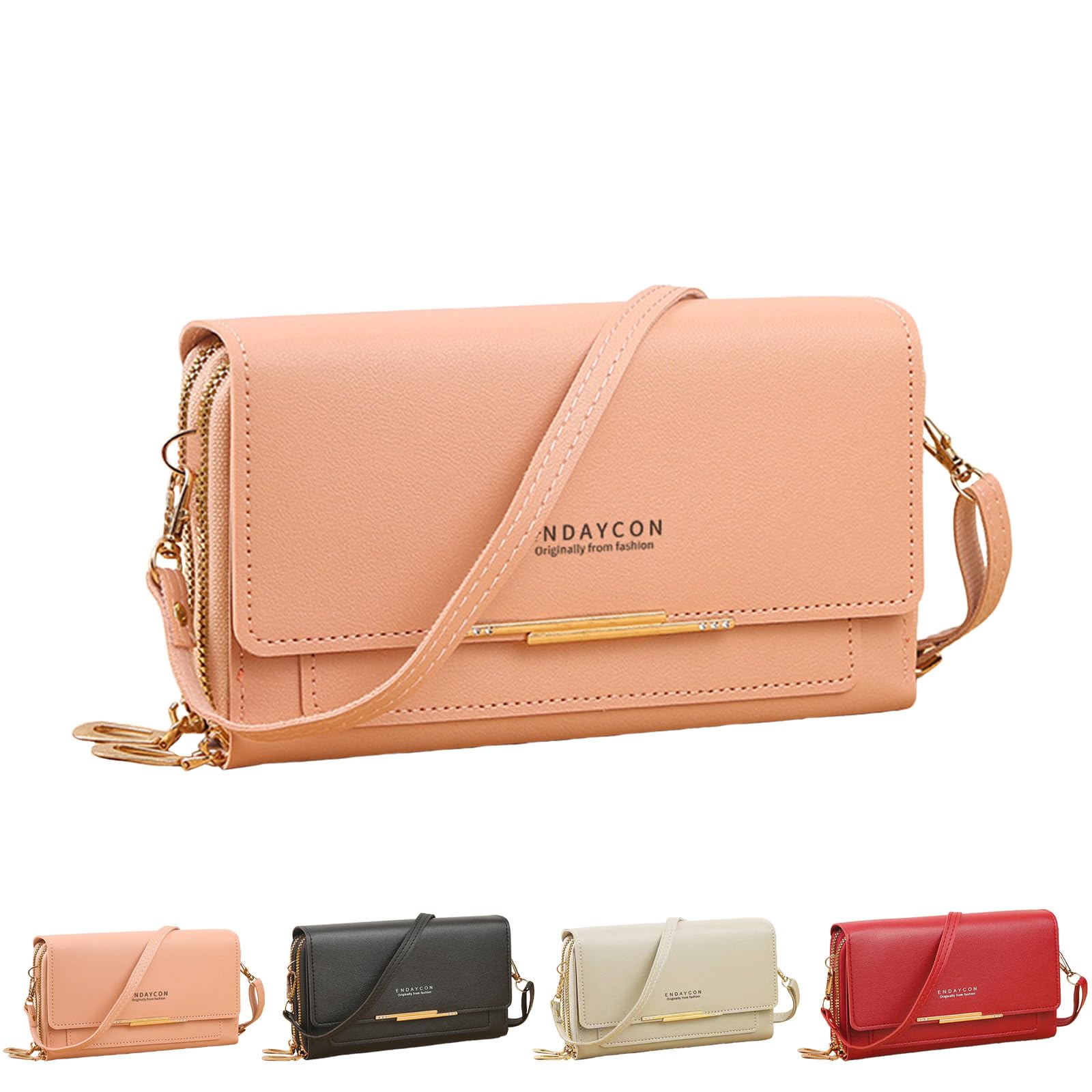 Small Mobile Phone Shoulder Bag Purse Mobile Phone Case PU Leather Wallet with Card Slots and Zip Coin Compartment Removable Adjustable Shoulder Strap