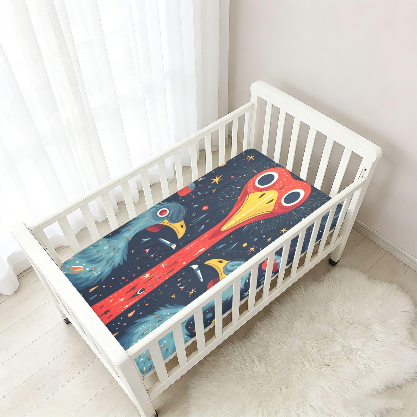 Lindo Pato Estrellas Sábana de Cuna para Niños Pequeños,Sábanas de Algodón Suave para Bebés Aptas para Colchón Corralito