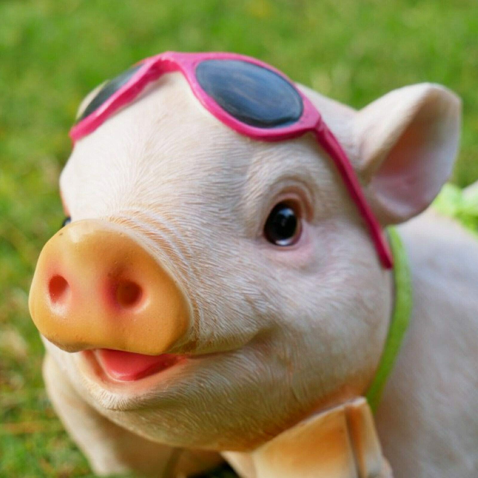 Darthome Ltd Statue de jardin en résine en forme de cochon allongé dans un bikini 32 cm